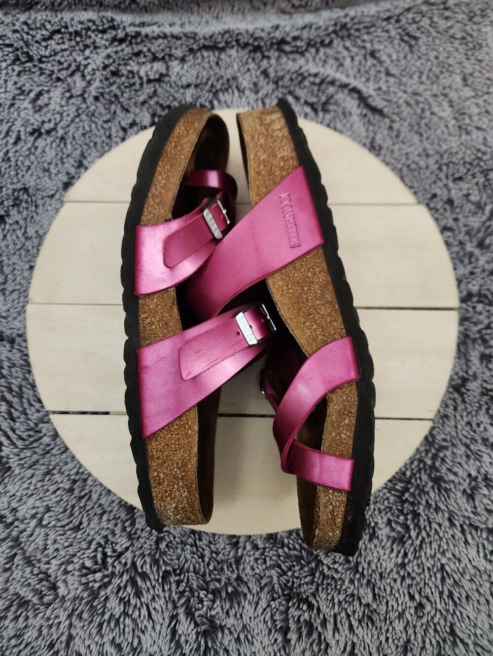 Birkenstock Mayari Icy Metallic Fuchsia Tulip Birko-Flor Sandals Women's size 7 - Picture 5 of 9